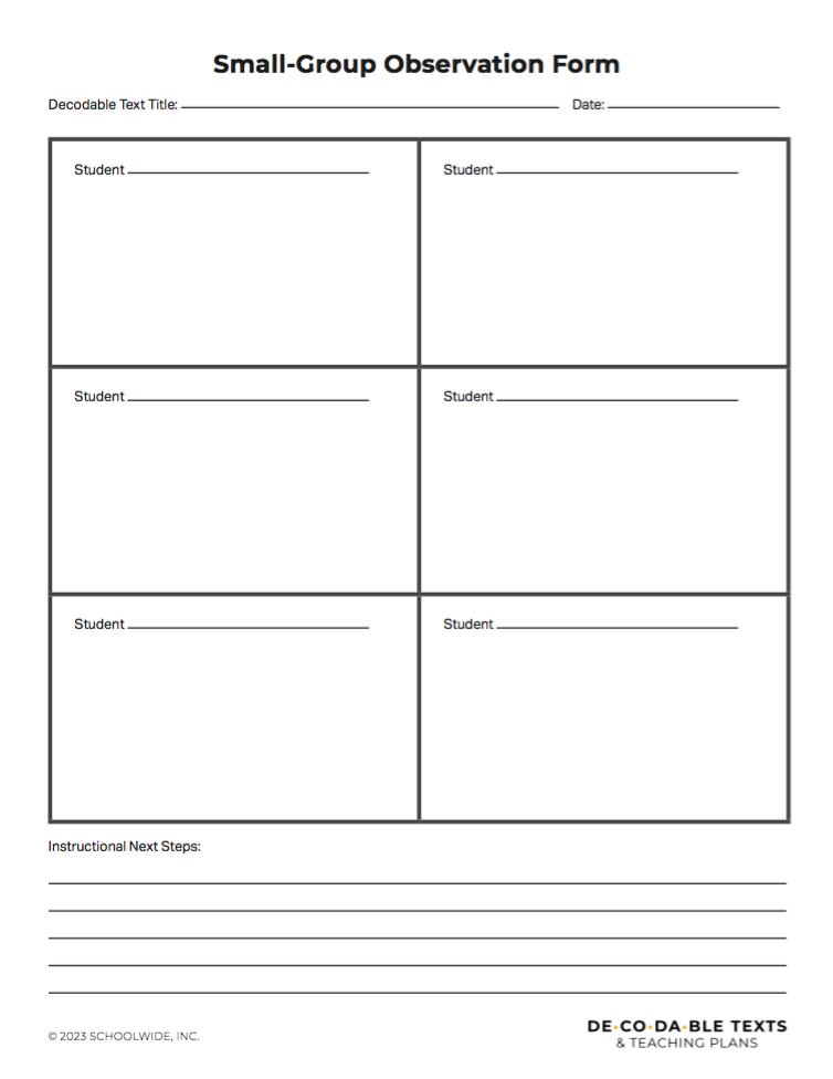 Small Group Observation Form